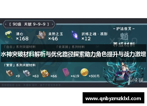 水神突破材料解析与优化路径探索助力角色提升与战力激增